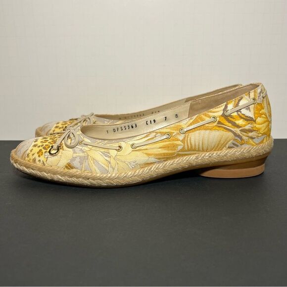 Womens SALVATORE FERRAGAMO Leopard & Flowers Espadrille Flats / Size 7 Medium - Picture 3 of 9